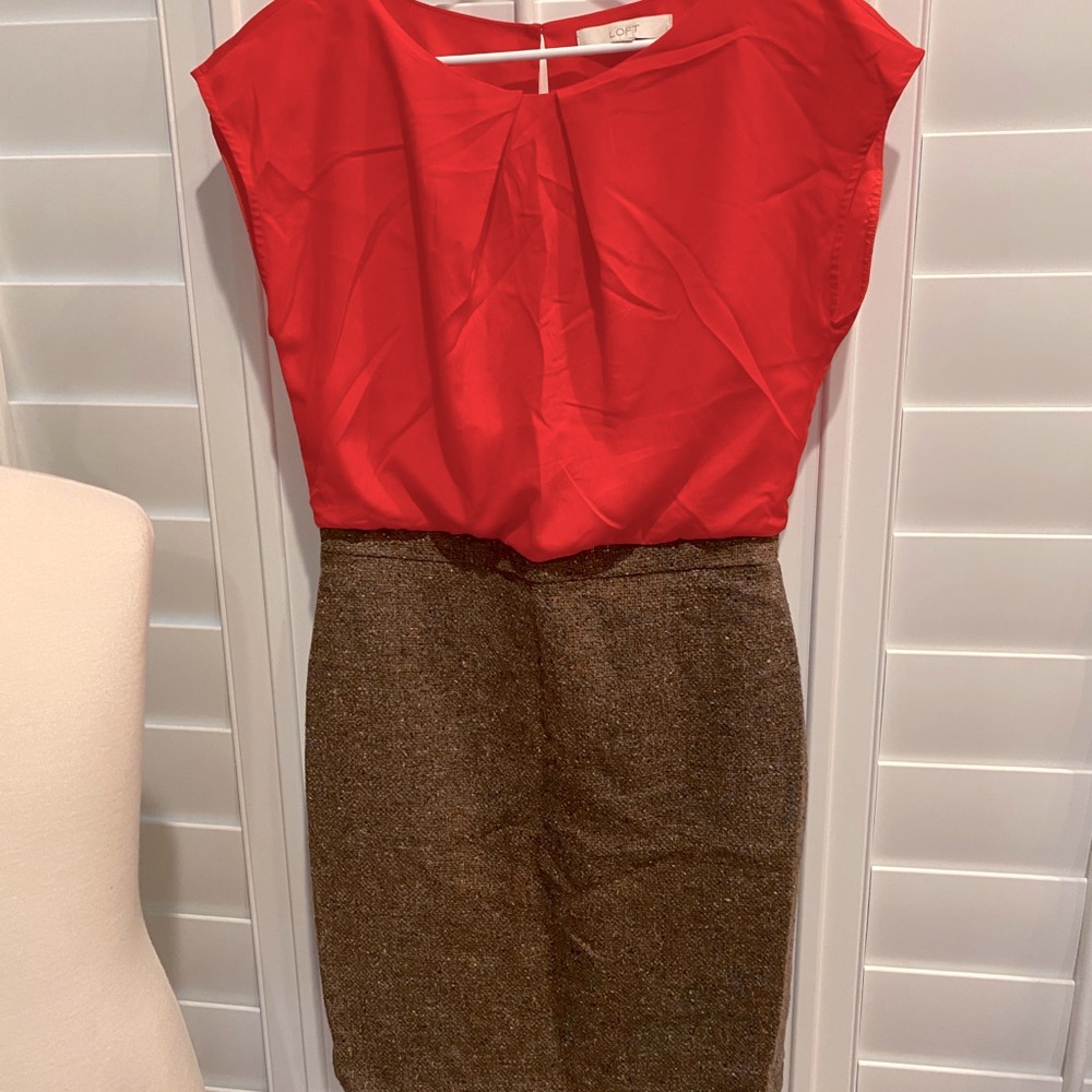 Orange and Brown Tweed Dress